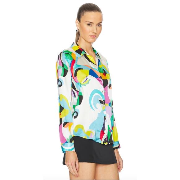 L’AGENCE Tyler Silk Charmeuse Blouse Multi Kaleidoscope Size Small - Picture 8 of 13